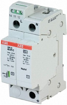 Arrester, type 2, industrial circuit protection, 1 phase, OVR series, single pole