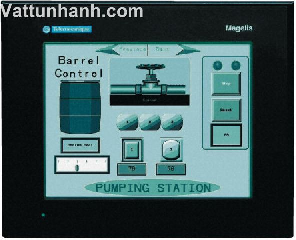 PLC,HMI,5.7in QVGA,16 level mono,analogue touchpad,2 serial port,expandable 16MB onboard memory
