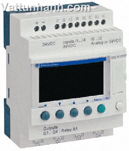 PLC, logic module, 8 digital I/P, 4 trans O/P, 4 configurable 4an I/P, clock, lcd dispaly, program k